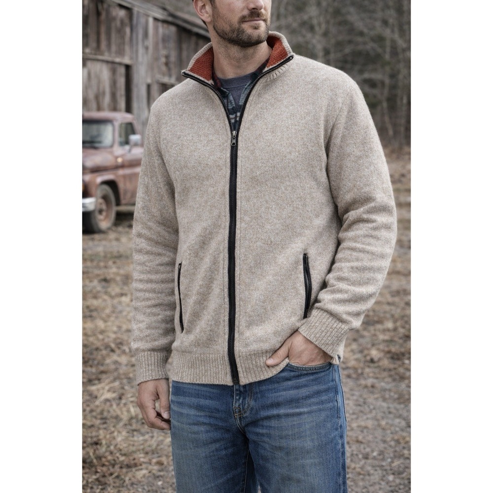 YeoKou Mens Full Zip Knit Sweater Jacket Size 2XL Wool Blend Heritage Preppy‎